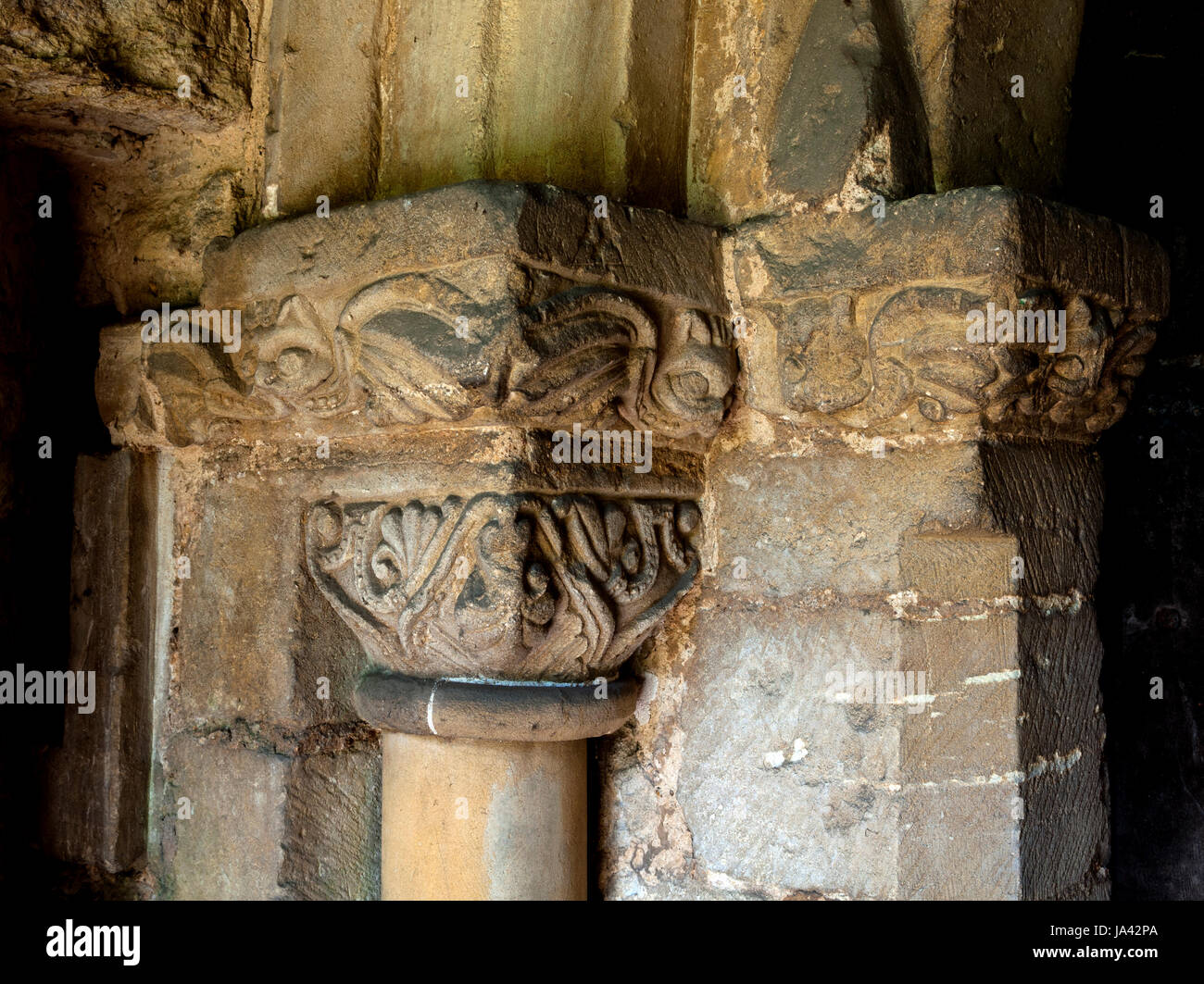 South doorway carvings, St. Cecilia`s Church, Adstock, Buckinghamshire